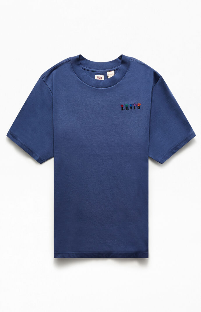 Blue Graphic Mockneck T-Shirt