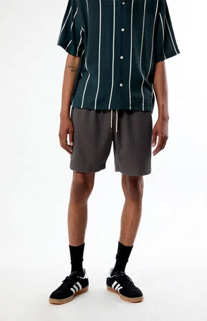 Charcoal Gray Waffle Knit Shorts image number 2