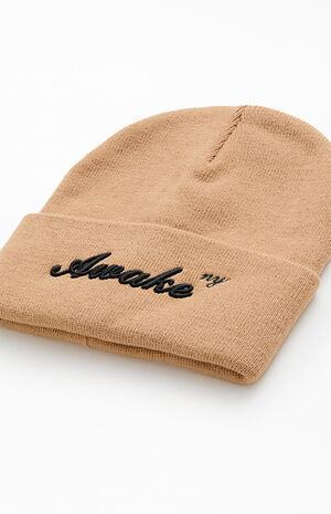Tan Script Logo Beanie image number 2