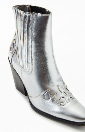 Women's Silver Crystal Boots image number 6