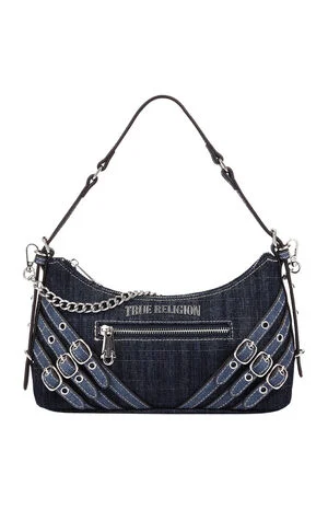 Triple Straps Dark Denim Shoulder Bag image number 1