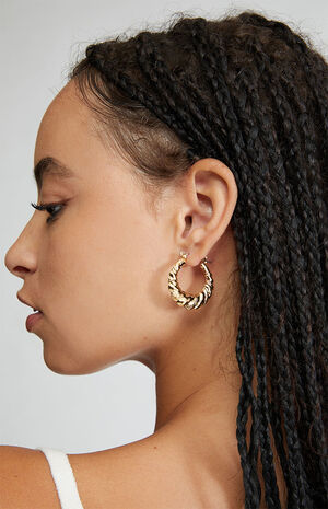 Edged Hoop Earrings image number 1