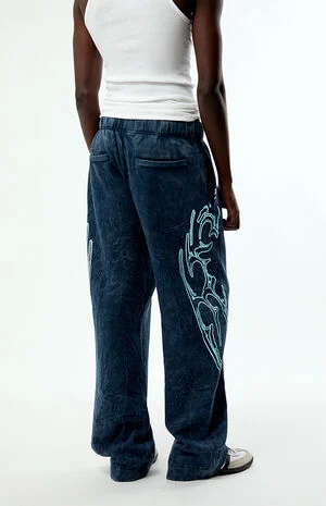 x Pacsun Washed Navy Night Moon Baggy Sweatpants image number 4