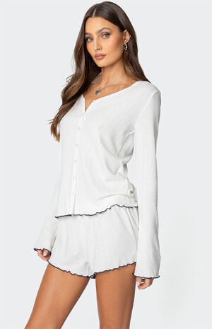 Edikted Chelsey Button Up Pointelle Top | PacSun