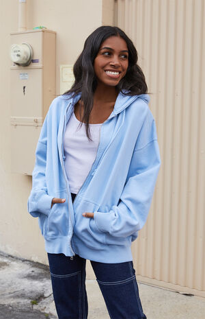 John Galt Light Blue Full Zip Hoodie | PacSun