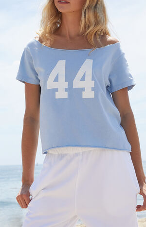 Sky Blue Robyn 44 Short Sleeve Off-The-Shoulder Top image number 1