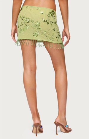 Alza Sequin Bead Fringed Mini Skirt image number 3