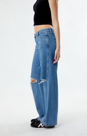 Eco Indigo Ripped Low Rise Baggy Jeans Eco Indigo Ripped Low Rise Baggy Jeans image number 3