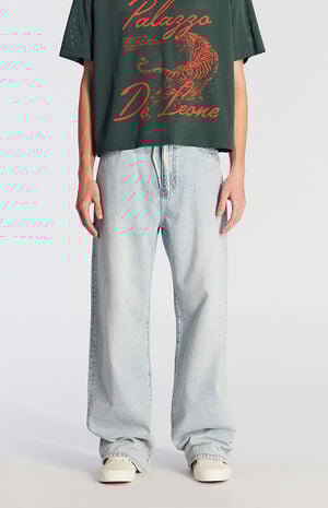 Light Indigo Drawstring Extreme Baggy Jeans