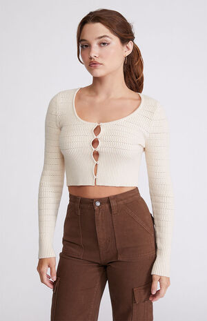 Button Front Pointelle Cardigan image number 1