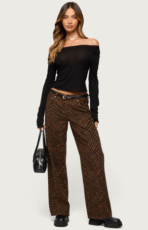 Zebra Print Low Rise Baggy Jeans image number 5