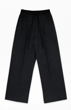 Vintage Black Pleated Drawstring Pants image number 1