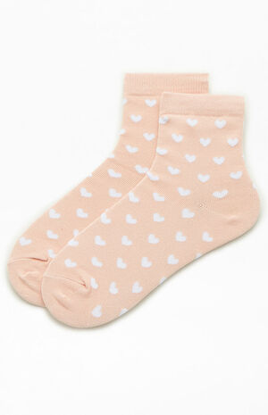 Pink Heart Quarter Socks image number 1