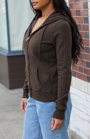 Brown Zip Up Hoodie image number 3
