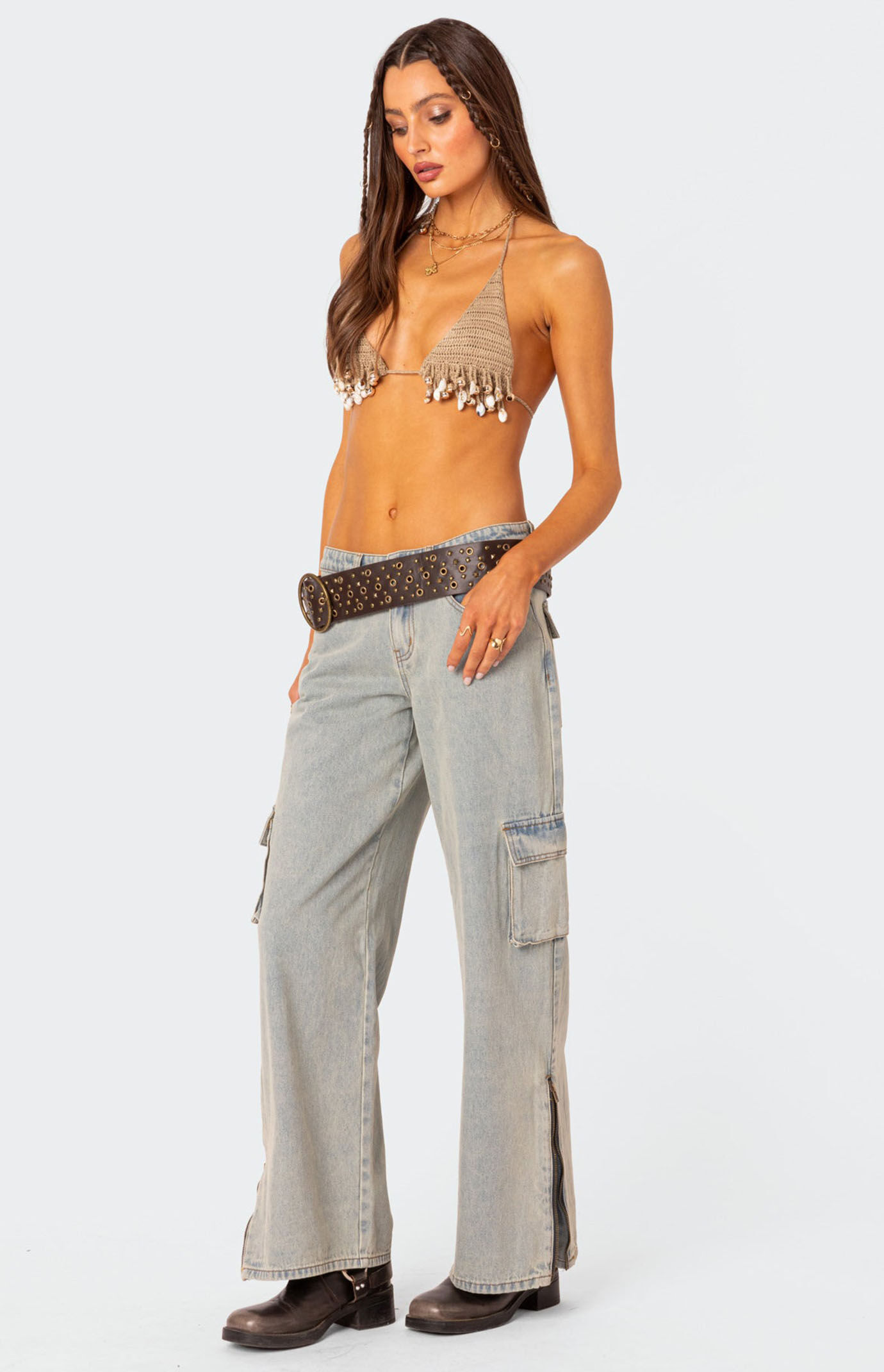 Edikted Aruba Beaded Crochet Bra Top