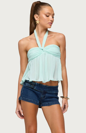 Pleated Babydoll Halter Top image number 1
