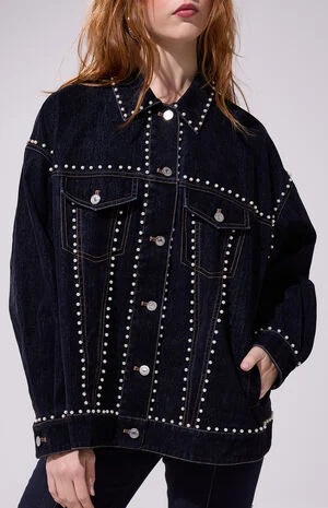 Micah Pearl Oversized Denim Jacket image number 1