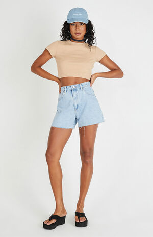 Venice High Waisted Relaxed Denim Shorts image number 1