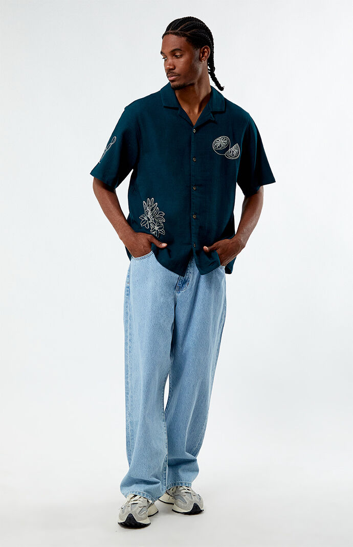 Pacsun Stitch Applique Oversized Camp Shirt | Pacsun