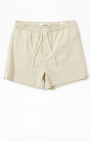 Tan Sail Seersucker 4.5" Swim Trunks image number 1