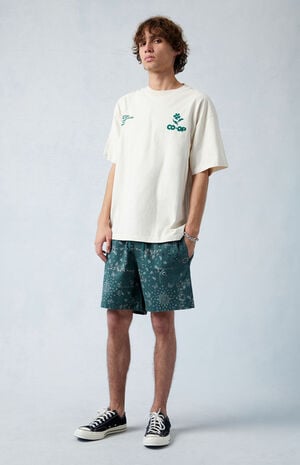 Green Reed Printed Twill Volley Shorts image number 4