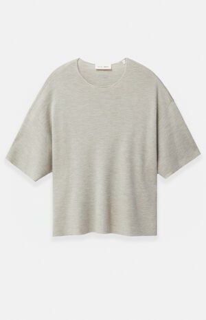 Heather Stone Merino Wool Short Sleeve Knit T-Shirt