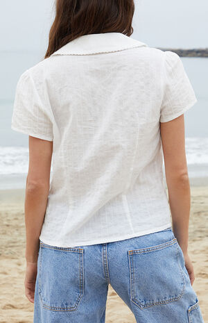 White Textured Teagan Collared Top image number 3