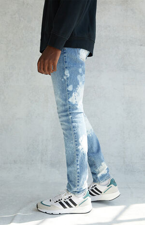 Stacked Skinny Bleach Wash Jeans image number 3