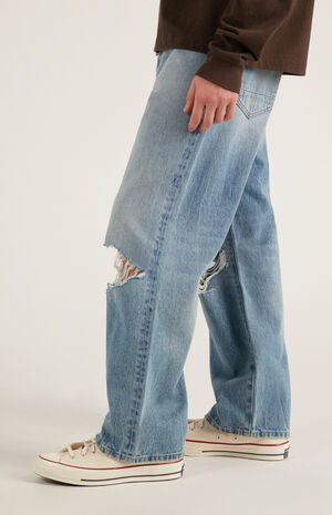 Dylan Ripped Knee Baggy Jeans Light Indigo image number 3