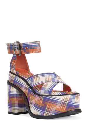Women's Jaetyn Orange Plaid Platform Sandals image number 2