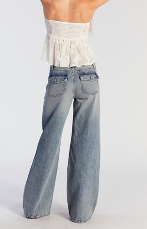Lena Low Rise Super Baggy Jeans Light Indigo Tinted Lena Low Rise Super Baggy Jeans Light Indigo Tinted image number 4