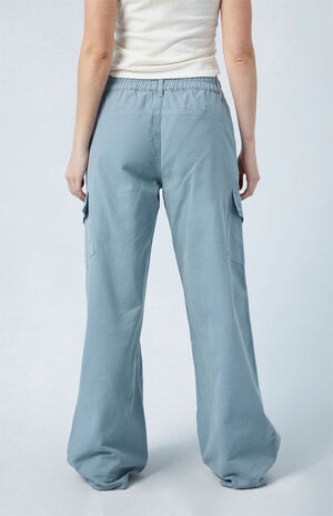 Blue E-Waist Low Rise Baggy Cargo Pants image number 4