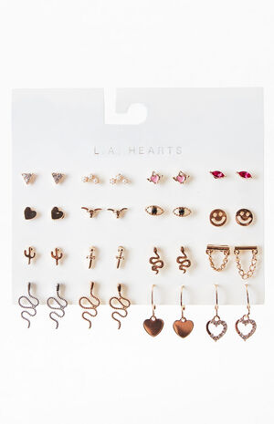 16 Pack Gold Snake Earrings image number 1