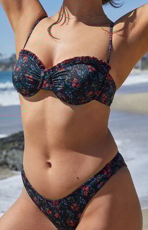 Black Floral Larena Bralette Bikini Top image number 2