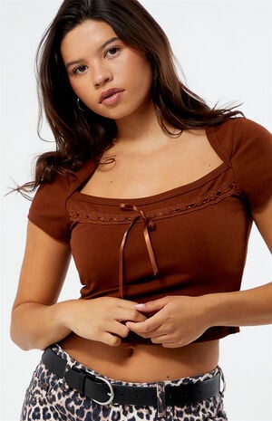 Sabrina Tie Front Square Neck Top