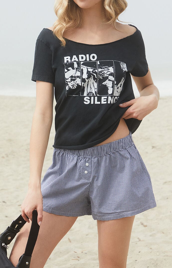 John Galt Black & White Gingham Keira Boxer Shorts