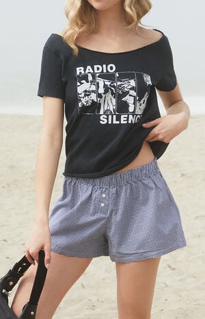 Black & White Gingham Keira Boxer Shorts image number 1