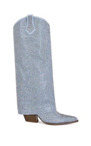 Women's Banian Denim Crystal Foldover Western Boots image number 1