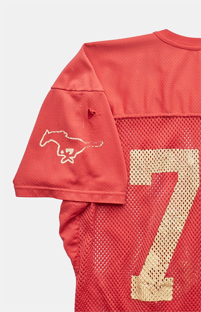 PS VINTAGE 2000s Mesh Jersey V-Neck Graphic Top