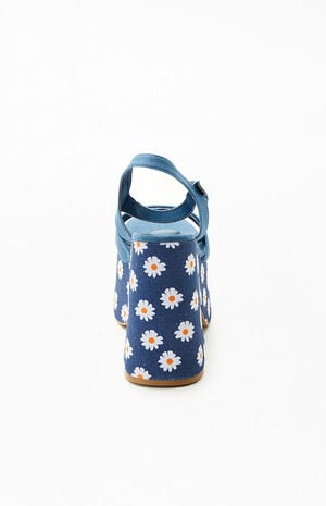 Women's Chunky Platform Denim Daisy Heels image number 3
