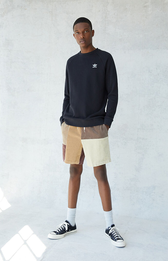 Cream Patchwork Corduroy Volley Shorts