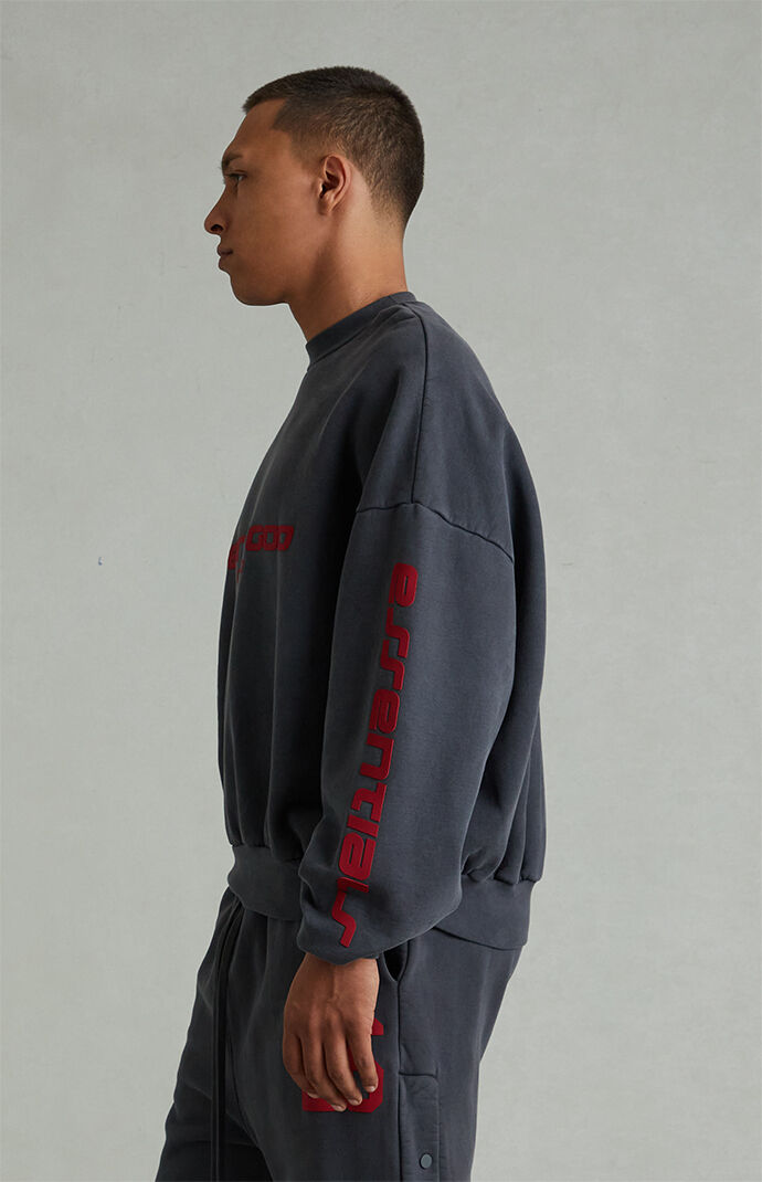 Fear of God ESSENTIALS Iron Gray Crew Neck Cropped Relaxed Sweatshirt