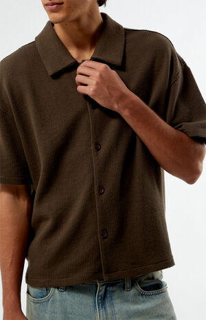 Stone Solid Textured Oversized Camp Shirt image number 2