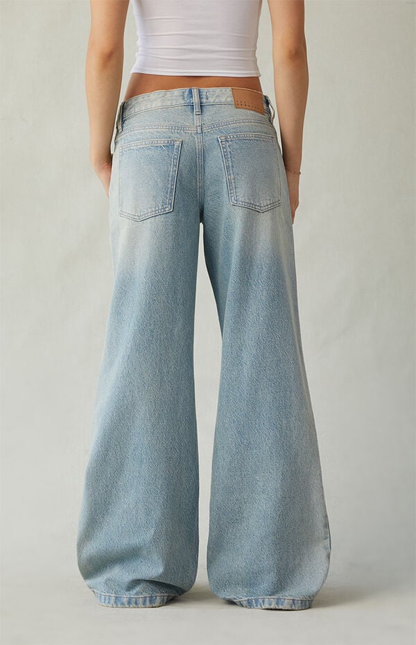 Pacsun Casey Low Rise Baggy Jeans Ripped Light Blue