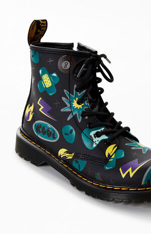 Kids 1460 Sticker Print Leather Lace Up Boots image number 6
