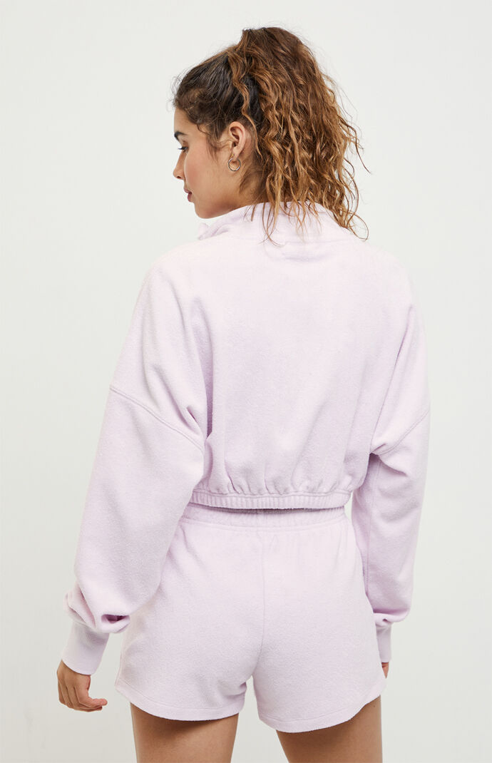 Dana Terry Cropped Half-Zip Sweatshirt