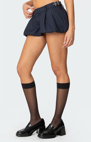 Buckled Pinstripe Bubble Mini Skort image number 4
