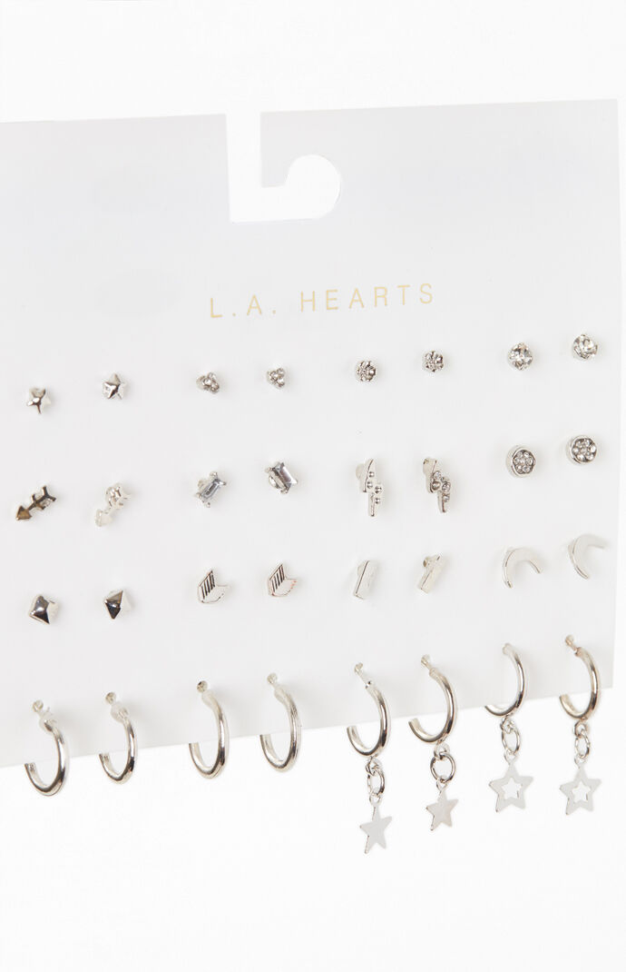 16 Pack Silver Celestial Earrings