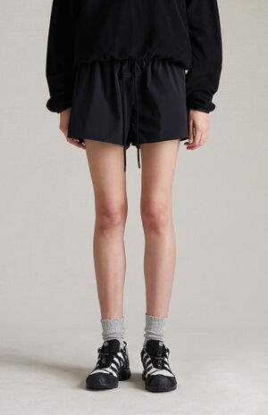 Women's Jet Black Nylon Running Shorts image number 1