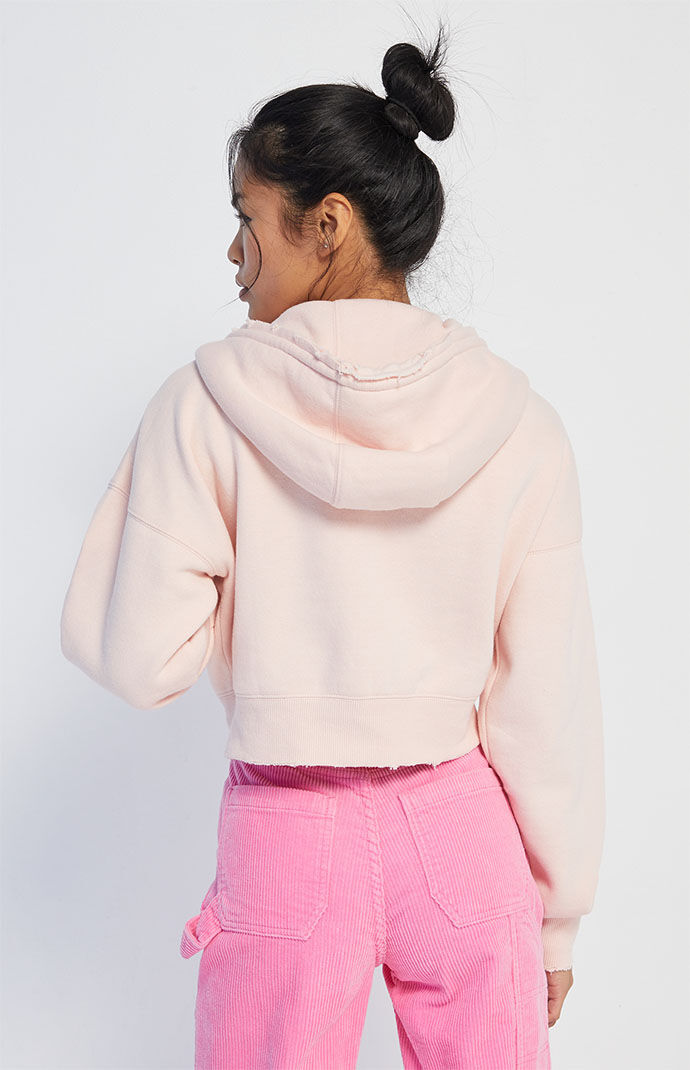 Pink cropped hoodie zip up cheap